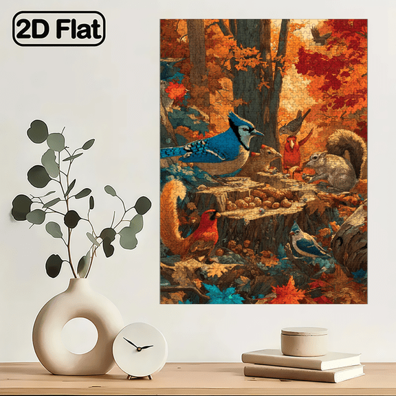 1000pcs Mini Puzzle Featuring an Autumn Forest Animal Gathering Design - Scratch-resistant, High Difficulty Level, Suitable, Family Entertainment, DIY Home Decoration, Christmas, and as Brain-ch