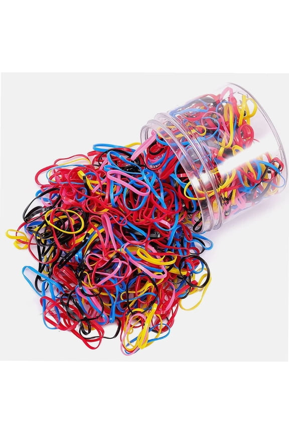 1000pcs Multicolor Elastic Hair Bands, Small Mini Rubber Hair Ties with Box, No Damage Soft Plastic Baby Hairties, Tiny Ponytail Bands for Girls Kids Women Men