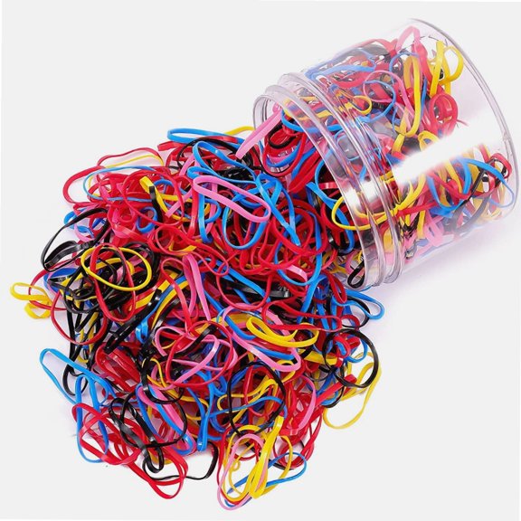 1000pcs Multicolor Elastic Hair Bands, Small Mini Rubber Hair Ties with Box, No Damage Soft Plastic Baby Hairties, Tiny Ponytail Bands for Girls Kids Women Men