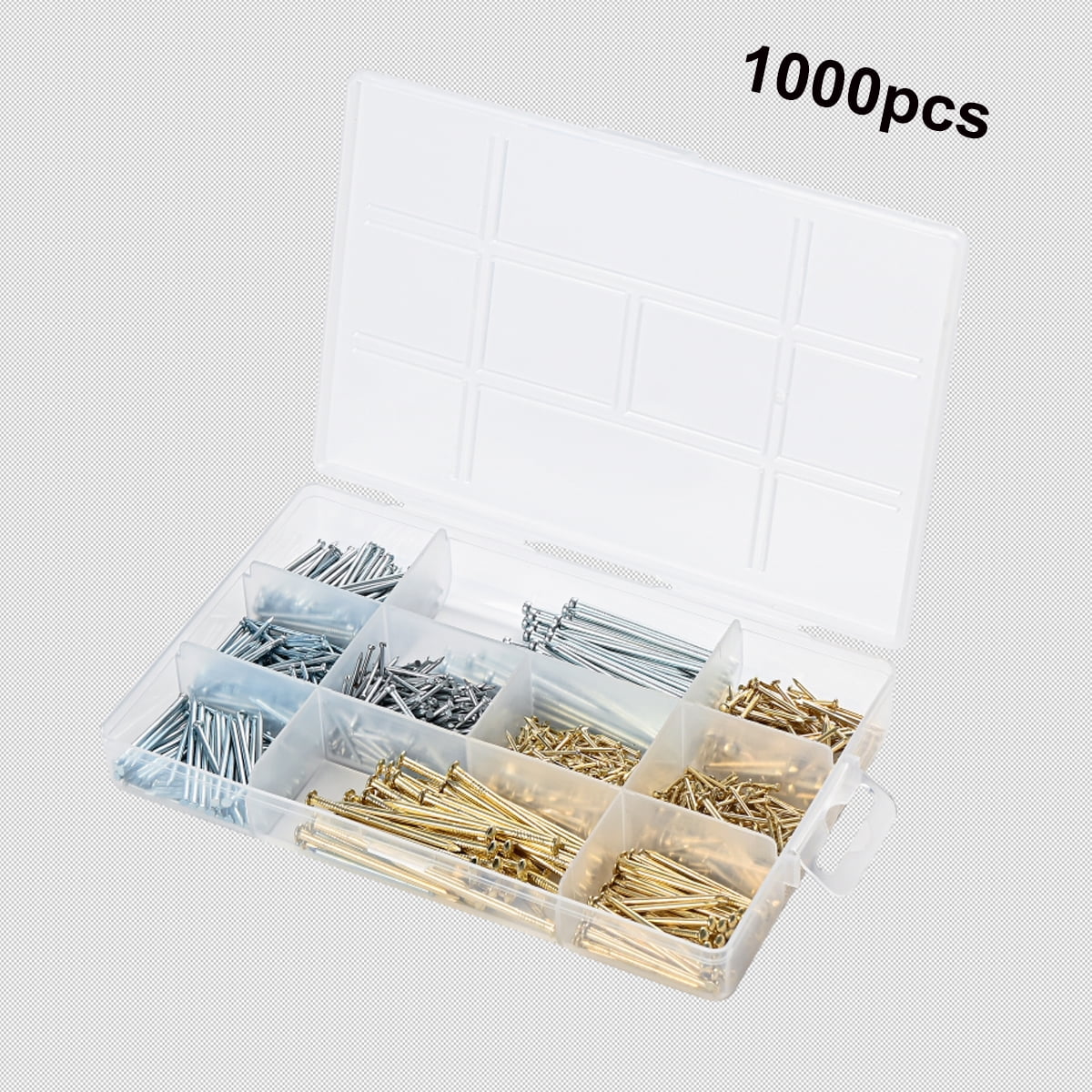 1000pcs Nails Assortment Kit, Picture Hanging Nails, Brass Plated