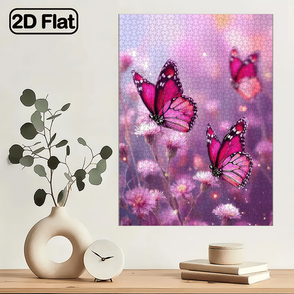 1000pcs Pink Jigsaw Puzzle for Families - Challenging Picture Suitable for Couples Gamers, Portable DIY Cardboard Game with Whimsical Design, Educational Birthday. 29.4*19.6 in