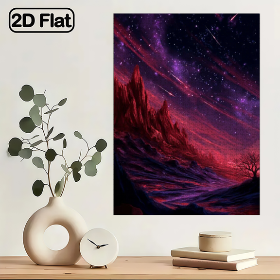 1000pcs Puzzle - Large-Scale Colorful Female Portrait with Flowing Curly Hair Dotted Background, Challenging Brain Teaser Families. 29.4*19.6in