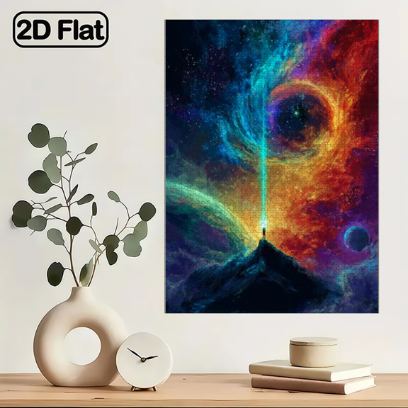 1000pcs Puzzle - Starry Sky with Nebulae, Planets Space Station-like Large-Scale Effect Illusion-like Picture Challenging Brain.29.4*19.6 in