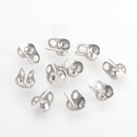 1000pcs Resistant 304 Stainless Steel Bead Tips Calotte Ends Clamshell Knot Cover Stainless Steel color 6x4.5mm Hole: 1.5mm Inner Size: 3mm
