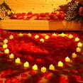 TSV 1000pcs Romantic Rose Petals & 24 LED Heart Candles, Wedding Party Flower Decorations