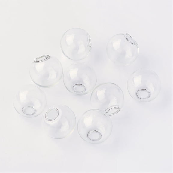 1000pcs Round Mechanized One Hole Blown Glass Globe Ball Bottles for Stud Earring or Crafts Clear 14mm Hole: 3~5mm