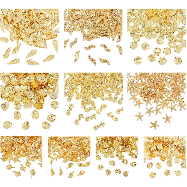 1000pcs Seashells Resin Fillers 10-Style Alloy Epoxy Resin Supplies  Starfish Seahorse Resin Accessories Resin Filling Charms for Resin Jewelry  Making and Nail Arts - Golden 