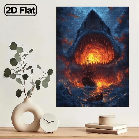 1000pcs Shark Teeth Puzzle Suitable for Adults - Large 29.4*19.6in Jigsaw with Portable Box, Challenging Brain for Family, Birthday/Christmas/New Year Gift.