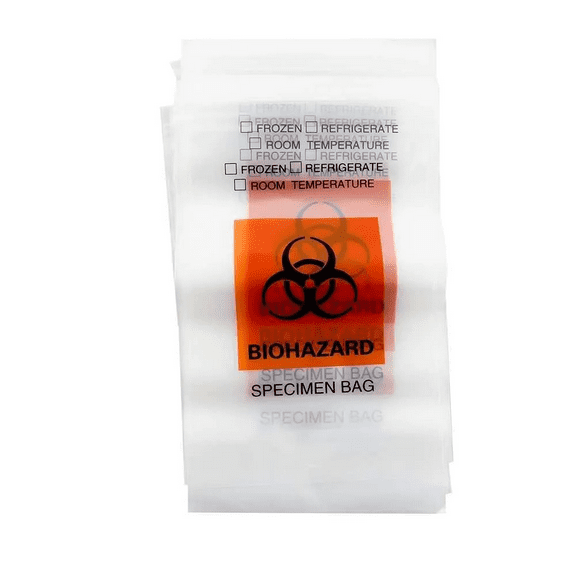 1000pcs, Specimen Transport Biohazard Bag  6x9In, 2 Pockets, Econo-Zip