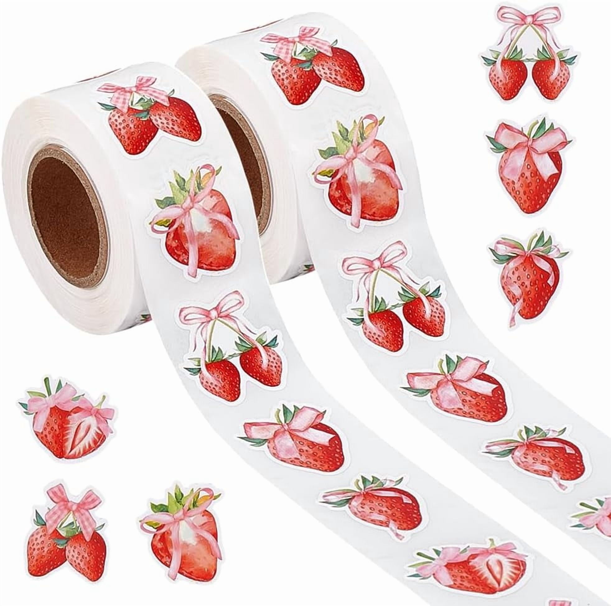 1000pcs Strawberry Coquette Sticker Cute Fruit Stickers Watercolor Pink ...