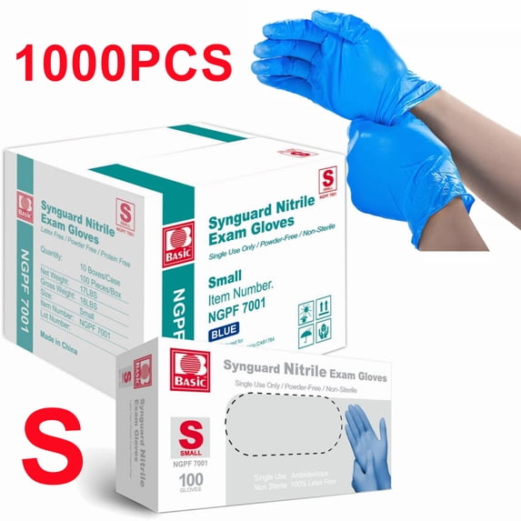 1000pcs Synguard Nitrile Textured Powder Free Nitrile Examination Gloves Small Size