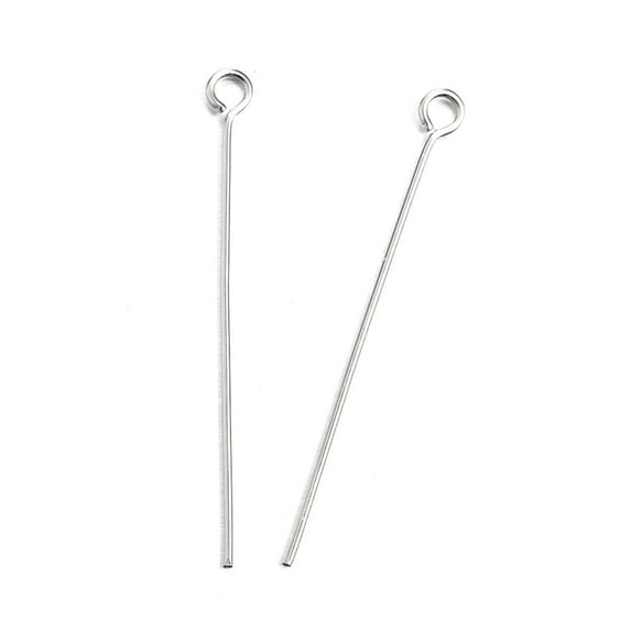 1000pcs Tarnish Resistant 304 Stainless Steel Eye Pin Stainless Steel color 40mm Hole: 2mm Pin: 0.7mm