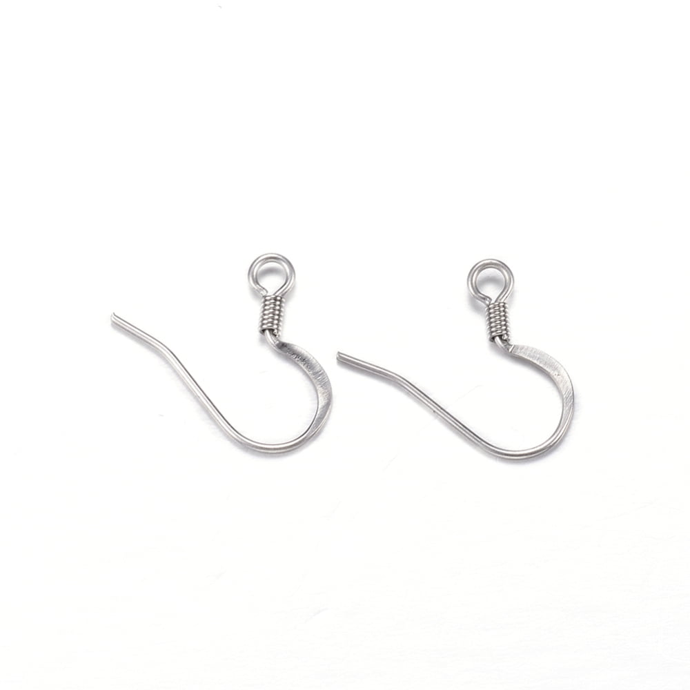 1000pcs Tarnish Resistant 304 Stainless Steel French Earring Hooks Flat Earring Hooks Ear Wire with Horizontal Loop Stainless Steel color 14x17x2mm Hole: 2mm 21 Gauge Pin: 0.7mm