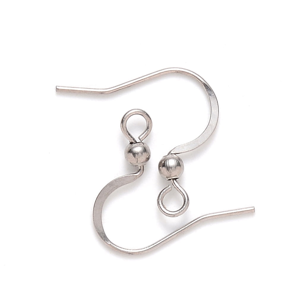 1000pcs Resistant 304 Stainless Steel French Earring Hooks Flat Earring Hooks Ear Wire with Horizontal Loop Stainless Steel color 15~17x18mm Hole: 2mm 21 Gauge Pin: 0.7mm
