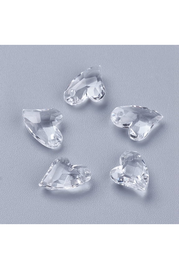 1000pcs Transparent Acrylic Charms Faceted Heart Clear 11x9x4mm Hole: 0.5mm
