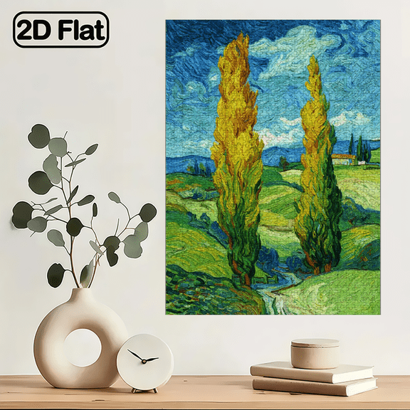 1000pcs Van Gogh Saint-Rmy Poplars Puzzle - Jigsaw Suitable for, Portable Art Puzzle for Travel Home, Challenging but Solvable Vincent Masterpiece, Serene Gift for Art Lovers Activity