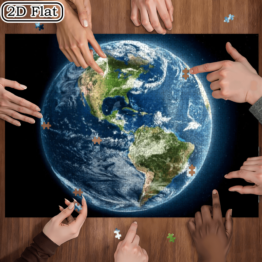 1000pcs World Map Puzzle Including America Continent, Blue Ocean and ...
