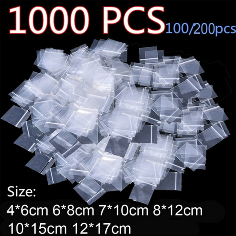 1000pcs Zip lock Bags Reclosable Clear Poly Bag Plastic Baggies Small  Jewelry Bags Food Packaging Home kitchen 100/200pcs 