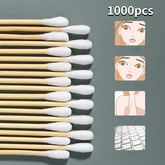 1000pcs/lot Double Head Cotton Swab Nose Ears Cleaning Health Care Tools Women Make Up Cotton Buds Tip for Wood Sticks Wholesale