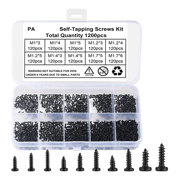 Repair Screw Assortment 1000pcs Tapping Screws Easy to Use Screw Assortment Suitable for Glasses & Electronics