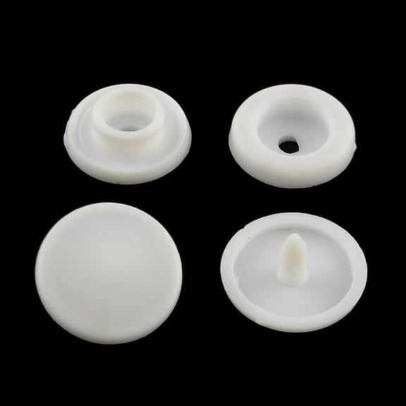 1000sets Plastic Snap Fasteners Raincoat Snap Buttons Flat Round White 10mm Hole: 2mm