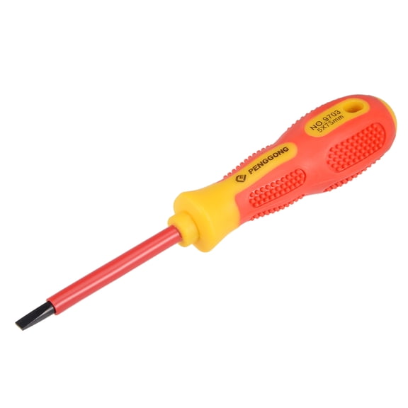 1000v Slotted Insulated Magnetic Tip Electrical Screwdriver 5mm x 75mm