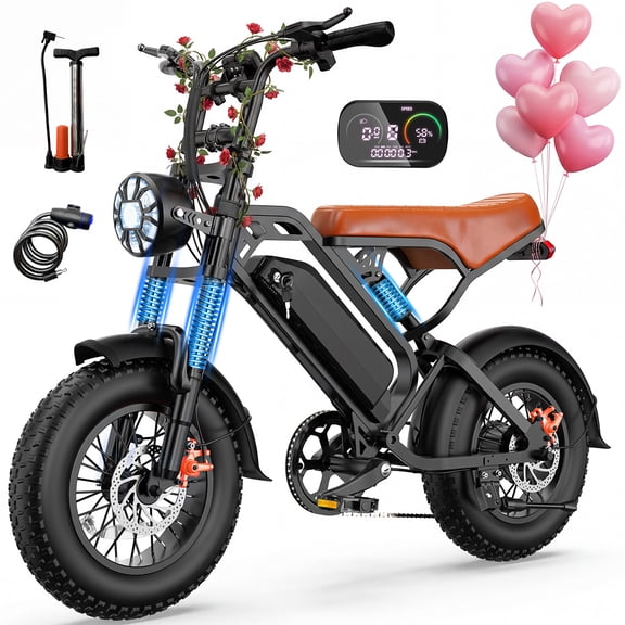 1000w Adult Off-Road Electric Bike, Five-Speed Transmission, 16-Inch Wide Tires, 48v15ah Removable Battery, Front And Rear Dual Disc Brakes With Dual Spring Shock Absorbers