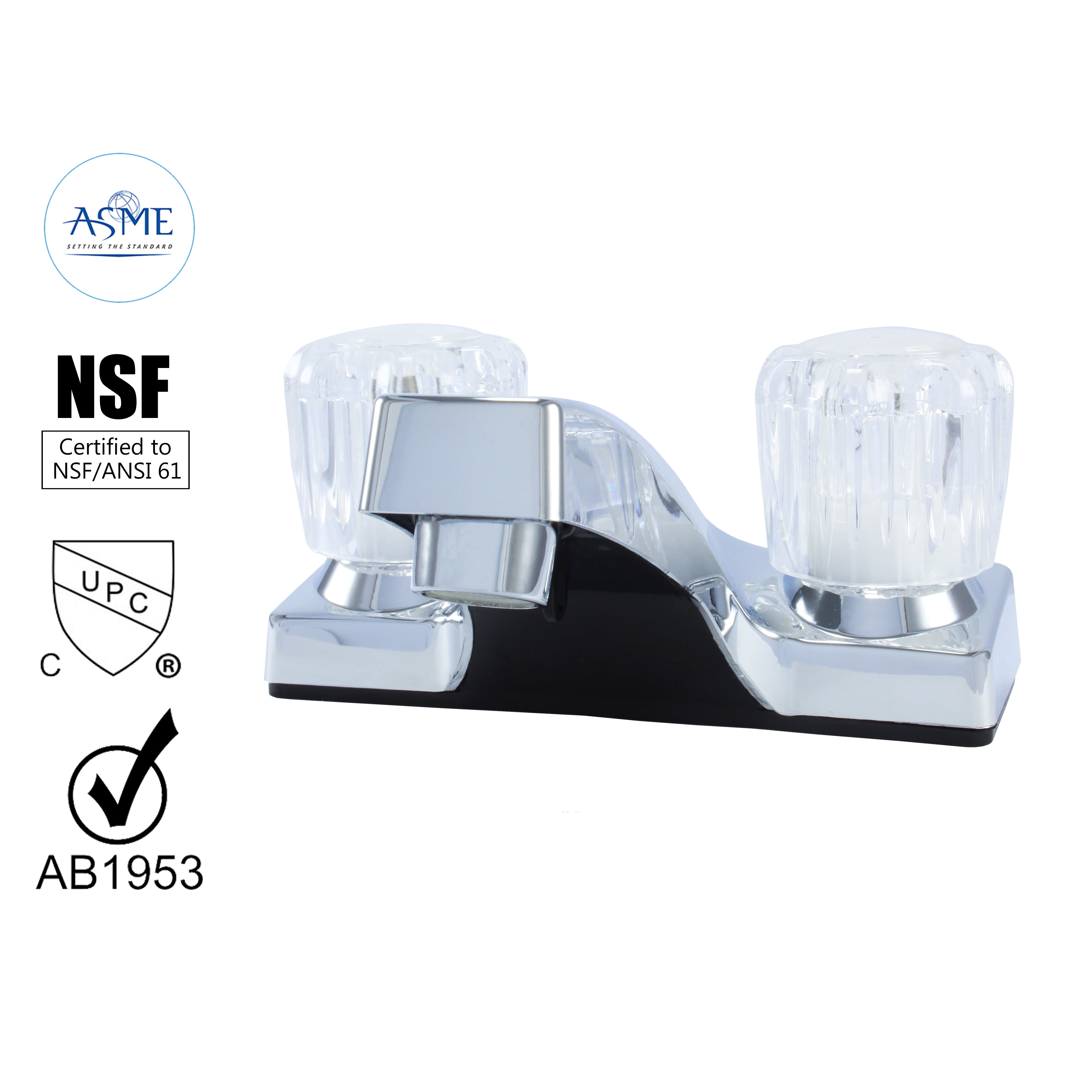 Non Metallic Double Handle Faucet with Washerless Cartridge and Chrome Finish