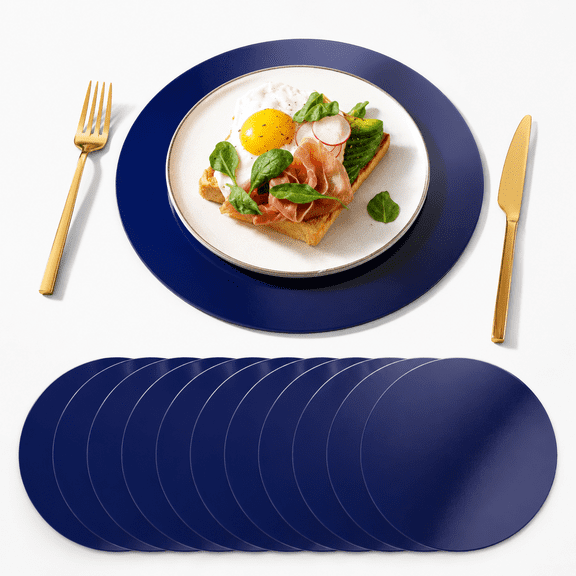 10013in Round Blue Placemats Disposable Papers Plate
