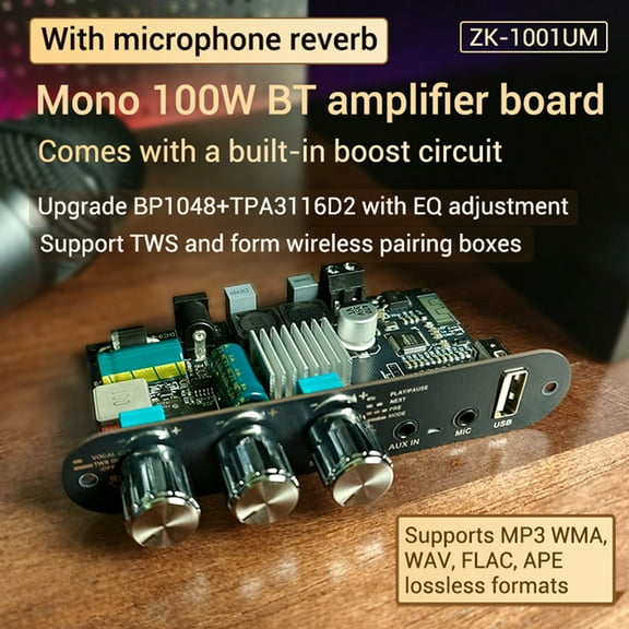 -1001UM Bluetooth Power Amplifier Board Stereo 100W Bluetooth 5.0 Digital Power Audio Amplifier Module,1 * Amplifier board