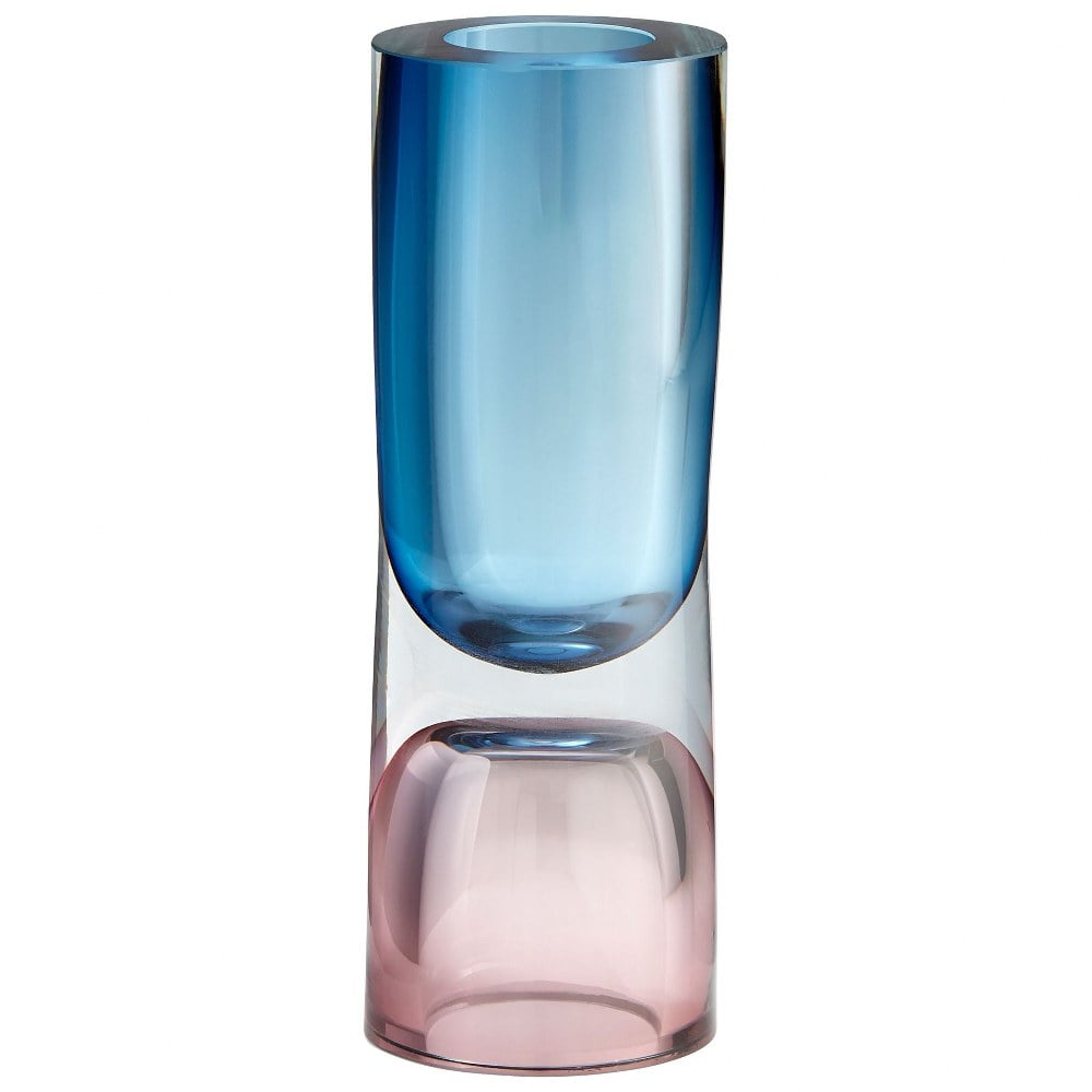 Contemporary Modern Blue Glass Bouquet Vase 12"
