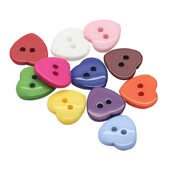 100pcs Heart Shaped Button Plastic Buttons Sewing or DIY-Craft Scrapbooking W2P9