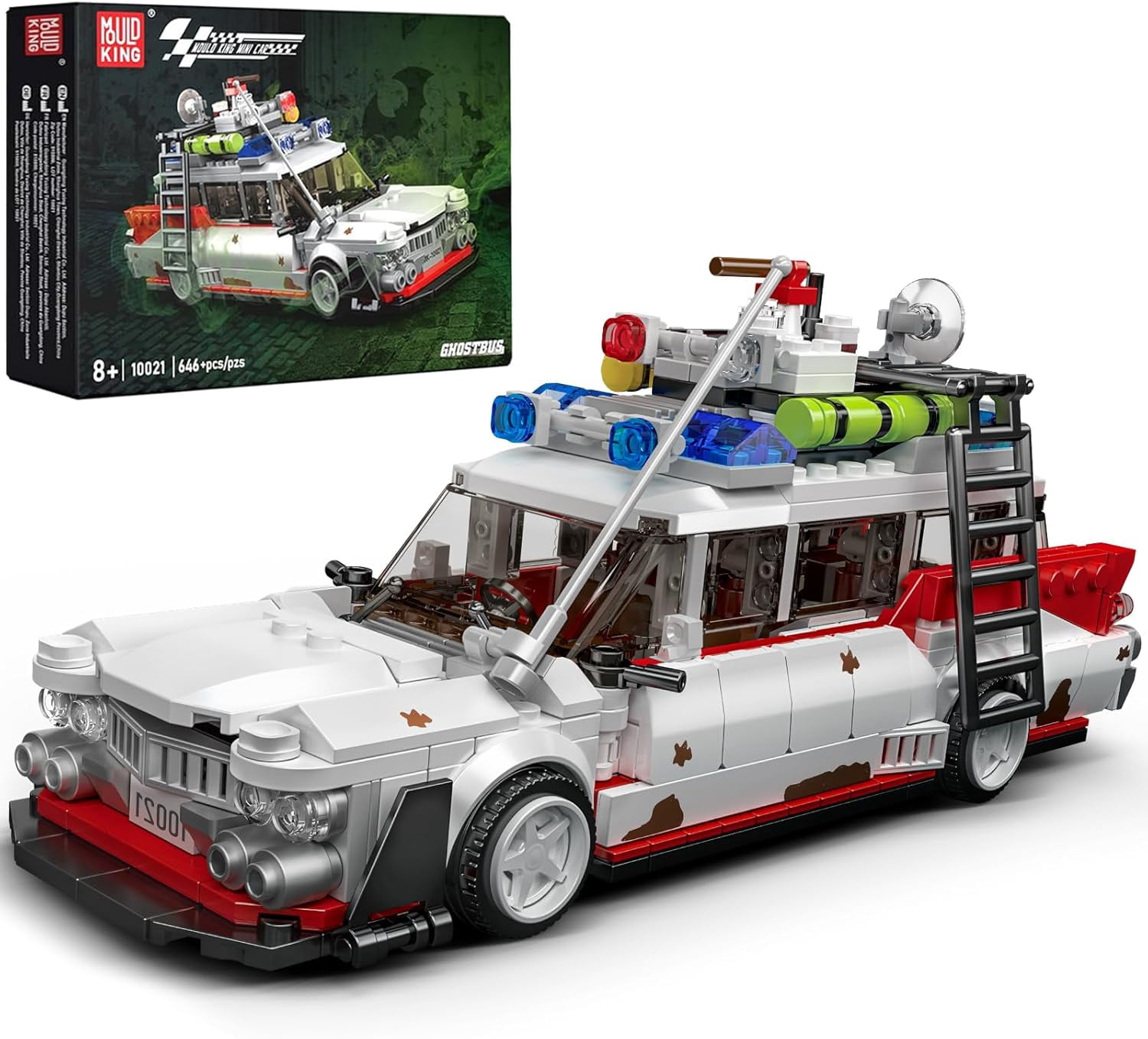 10021 Ghost Car ECTO-1 Building Blocks Kit , Highly Detailed Replica Model for Collectors