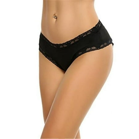 10022-BLACK-M-L Open Crotch Lace Boxer Panty with Front Bow Accents, Black - Medium & Large