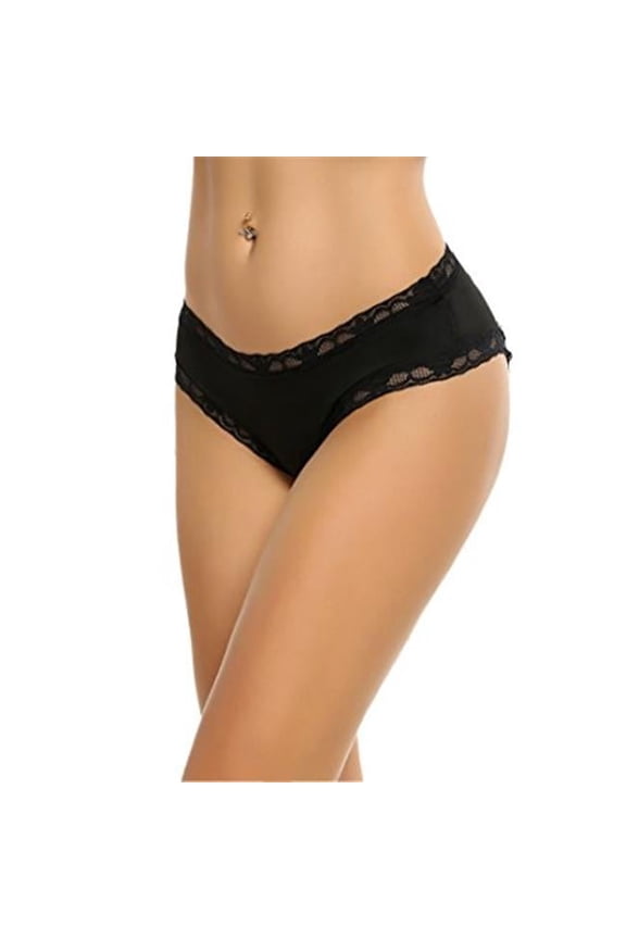 10022Q-BLACK-1X-2X 1 x 2 Plus Size Open Crotch Lace Boxer Panty with Front Bow Accents, Black