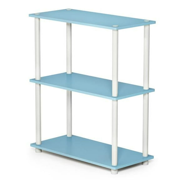 10024LBL-WH Turn-N-Tube 3-Tier Compact Multipurpose Shelf Display Rack - Light Blue & White