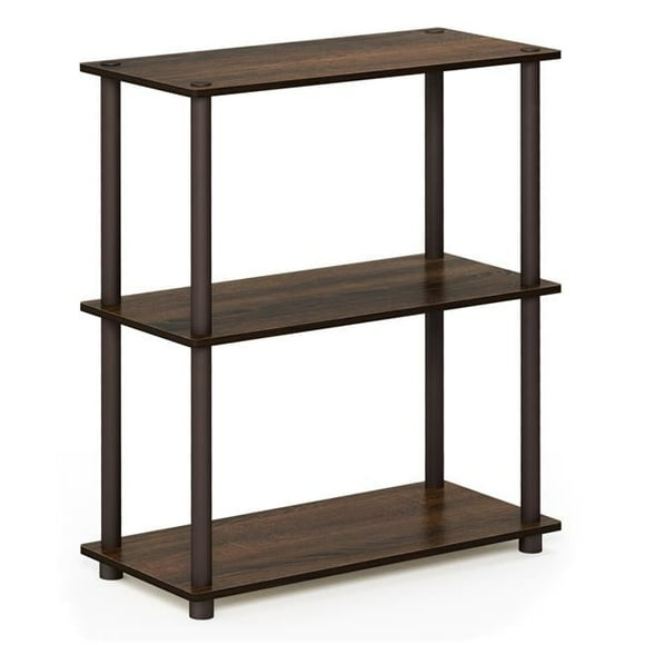 10024WN-BR Turn-N-Tube 3-Tier Compact Multipurpose Shelf Display Rack - Walnut & Brown