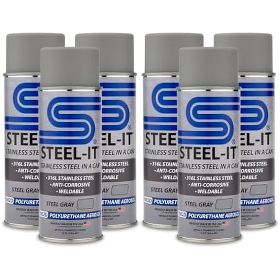 1002D Polyurethane Aerosol, Industrial Paint Coatings, Weldable, Easy to Apply - Steel Gray (6 Pack)$$Tools & Hardware Other