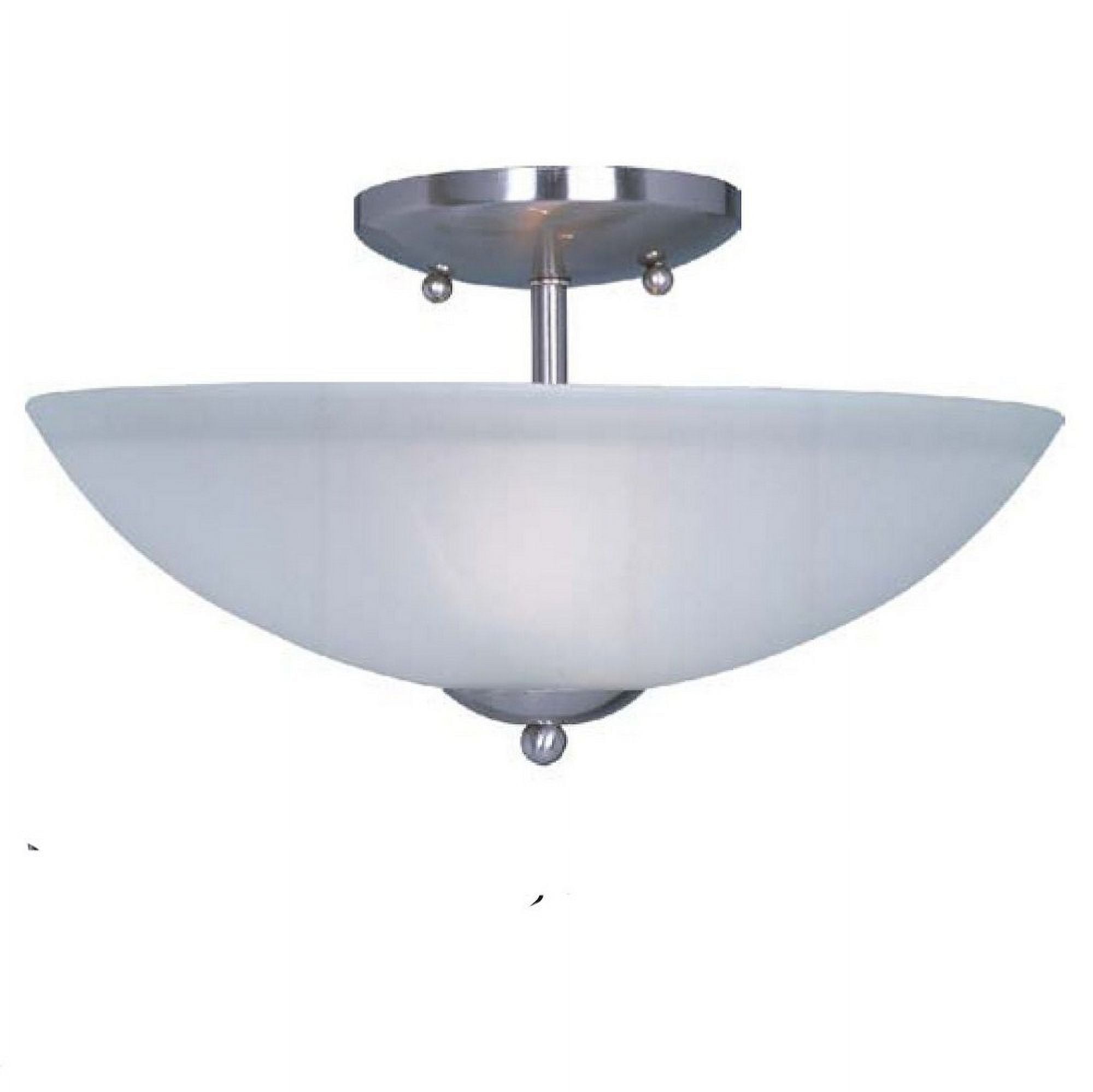 Sleek Modern Satin Nickel 2-Light Semi-Flush Mount with Frosted Glass
