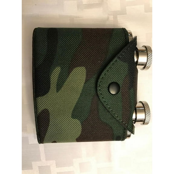 1004DDDP Twin flasks in a cloth pouch, 4 Oz, Stainless Steel