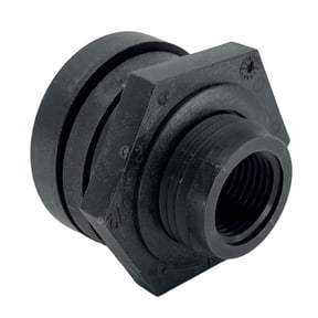 10058 Ace Roto-Mold 1/2" FPT Ace Polypropylene Bulkhead 1-1/4" Hole Required