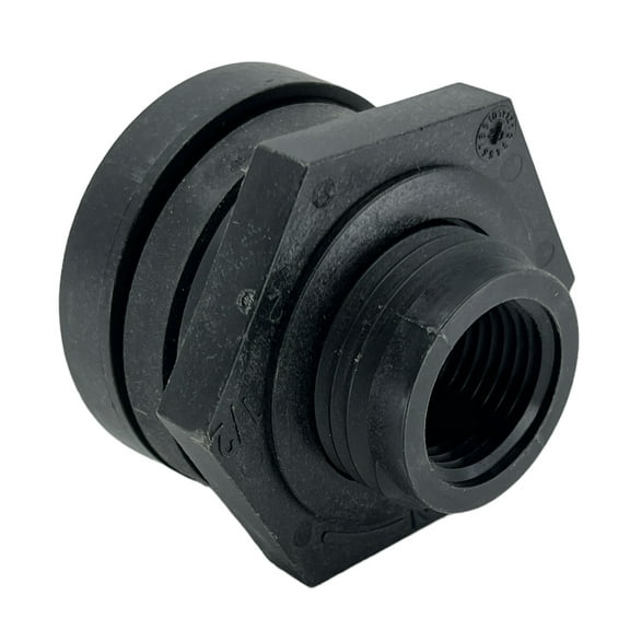 10058 Ace Roto-Mold 1/2" FPT Ace Polypropylene Bulkhead 1-1/4" Hole Required