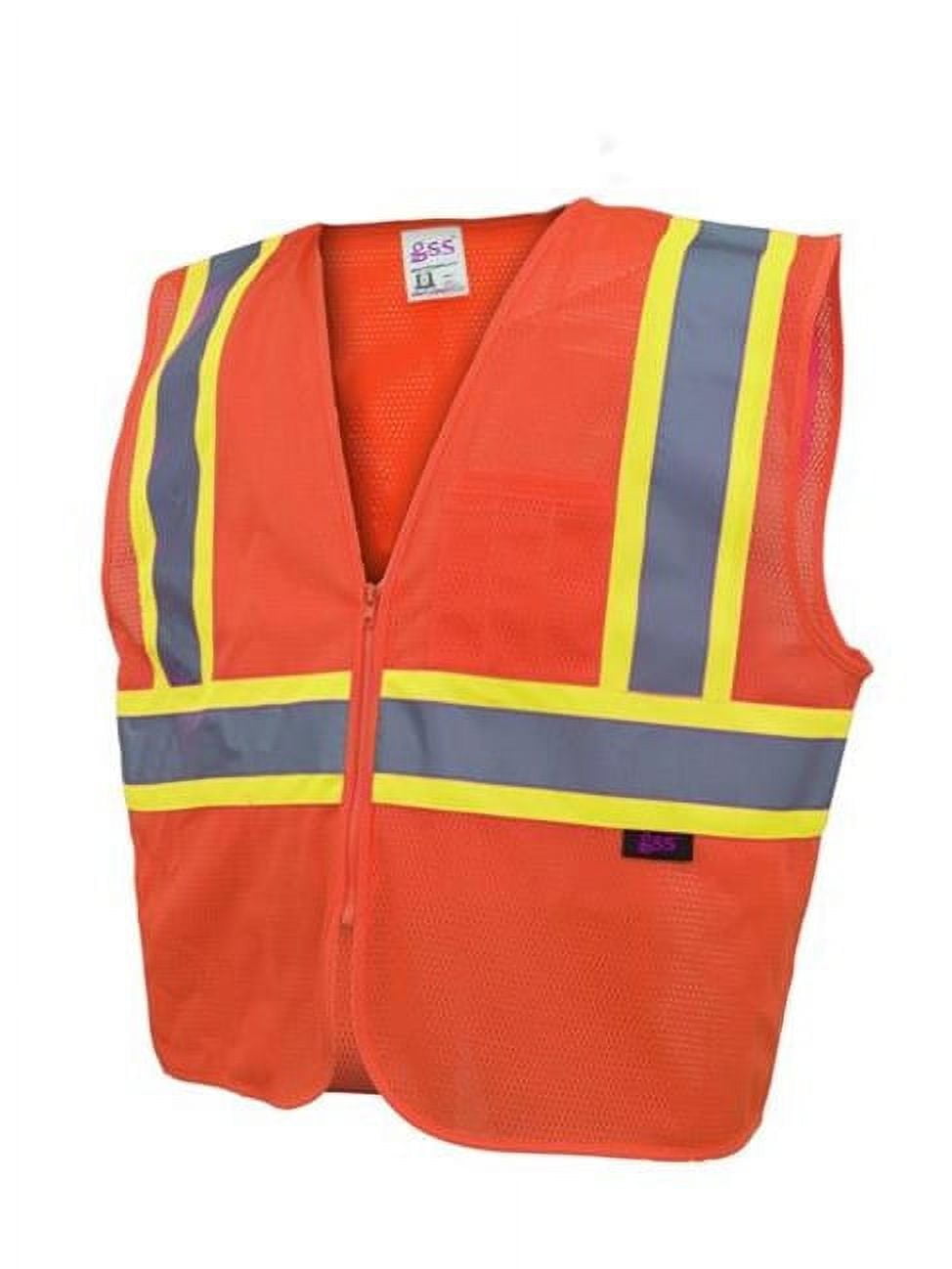 1006 Standard Class 2 Two Tone Zipper Orange Mesh Safety Vest With 2 Pockets, 3 Extra Large