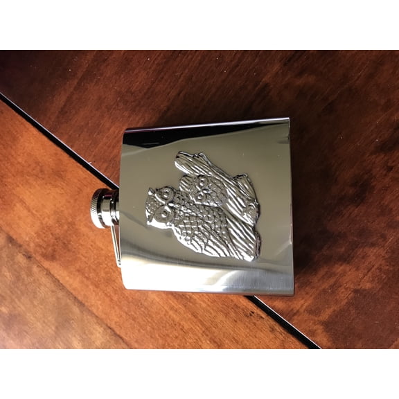 1006YB-E62R Owl flask, 6 Oz, stainless