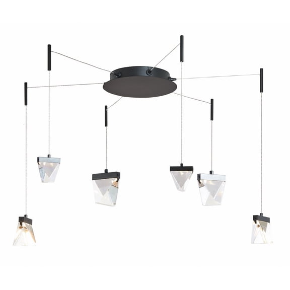 10072PN-MB-Atlas-Abra Lighting-Atlas - 30W 6 LED Octopus Pendant-3 Inches Tall and 11.8 Inches Wide-Matte Black Finish