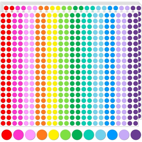 10080 PCS Small Dot Stickers 1/4" Round Circle Color Coding Labels | 15 Colors Coding Labels Tiny Dot Sticker for Office,Classroom, Inventory Organize, File Classification
