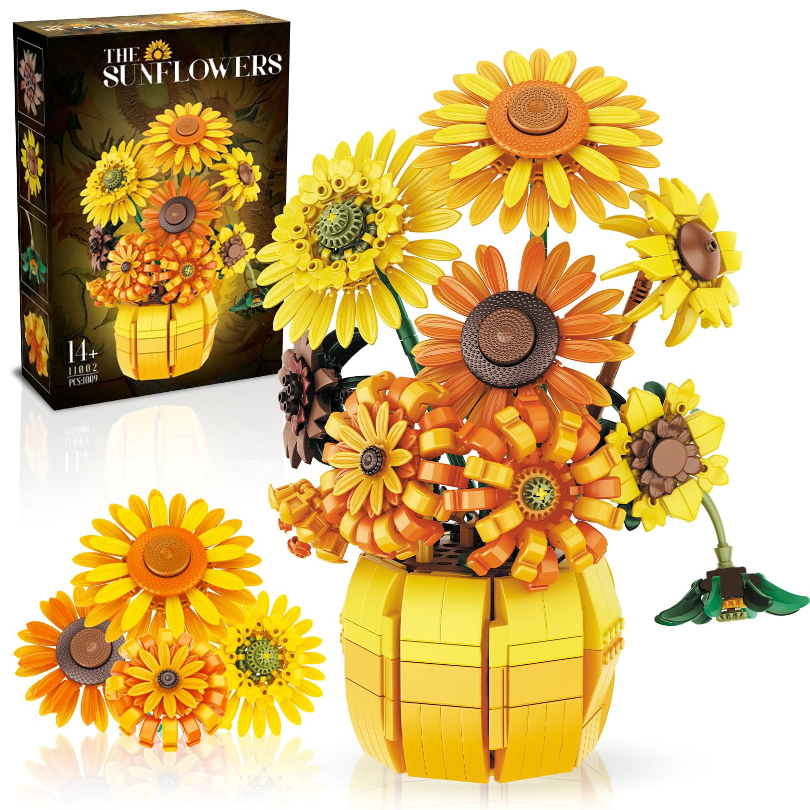1009PCS Sunflower Building Blocks Flower Bouquet Vase Model Bricks Set ...