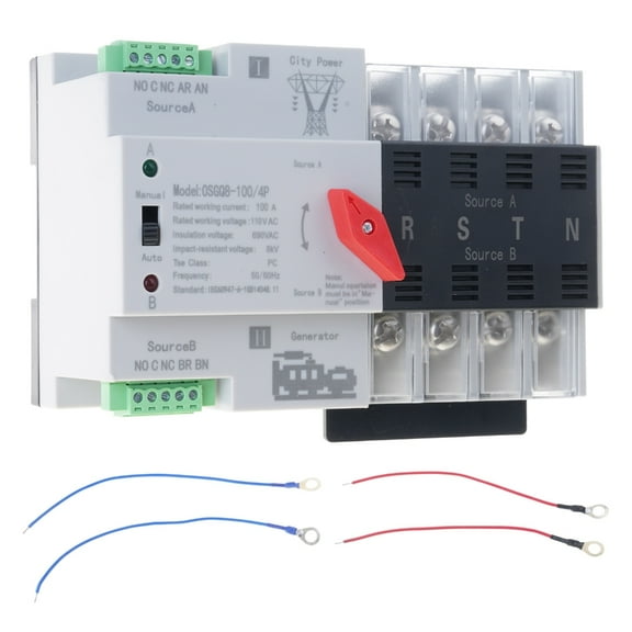 100A 4Pole Automatic Power Transfer Switches Small Din Track Installation 110v/220v/220V Option for Home Industrial Ge