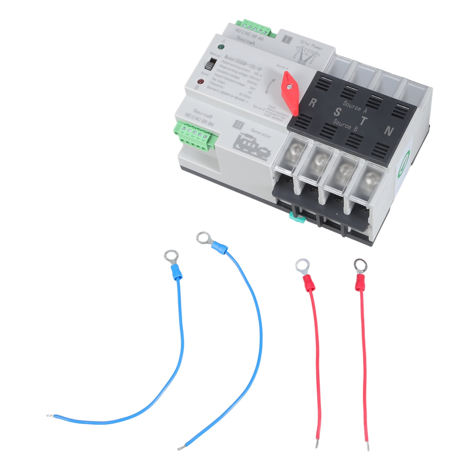 100A 4Pole Automatic Power Transfer Switches Small Din Track Installation 110v/220v/220V Option for Home Industrial Generators