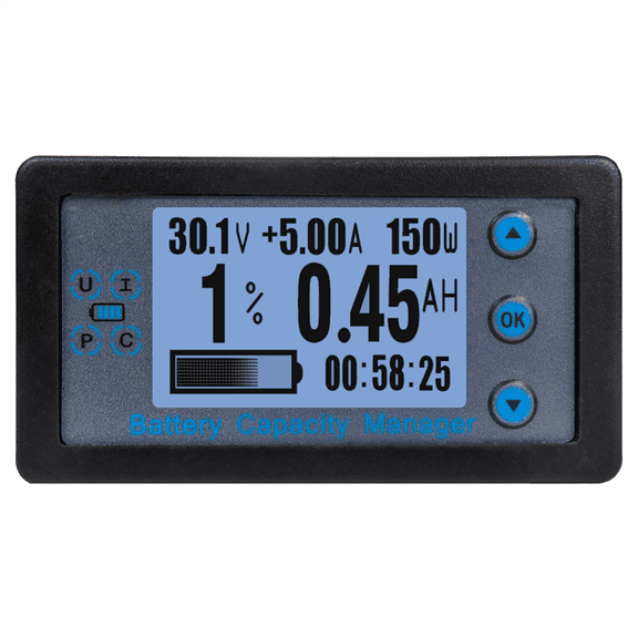 100A Bluetooth Coulometer Battery Capacity Tester Ammeter Voltmeter with 2.4inch LCD Screen for Electric Car RV